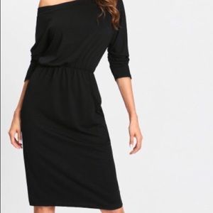 Off the shoulder black cotton dress